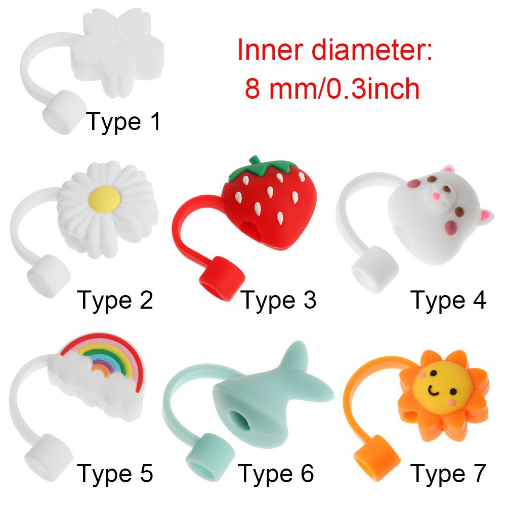 Nắp đậy ống hút chống bụi chất liệu silicon kiểu dáng hoạt hình xinh xắn