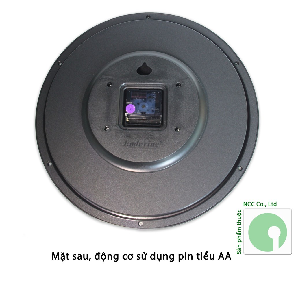 Đồng hồ treo tường - mặt tròn nền trắng hoặc đen - NDHQL-HD42-T (Khung nền trắng)