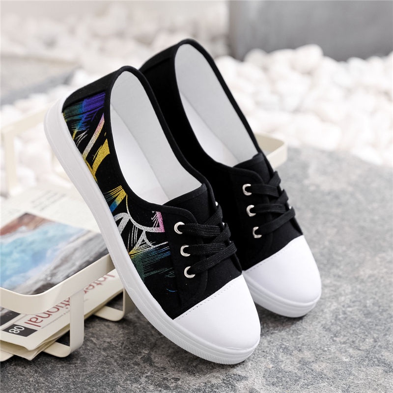 Giày Thể Thao Vải Canvas Màu Trắng Thoáng Khí Phong Cách Hàn Quốc Cho Nữ
