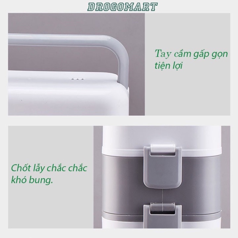 Hộp Cơm Cắm Điện 2 Tầng Cắm Điện Đa Năng, Hâm Nóng Và Tự Nấu Chín Thức Ăn Với 4 Hộp Inox Tiện Lợi