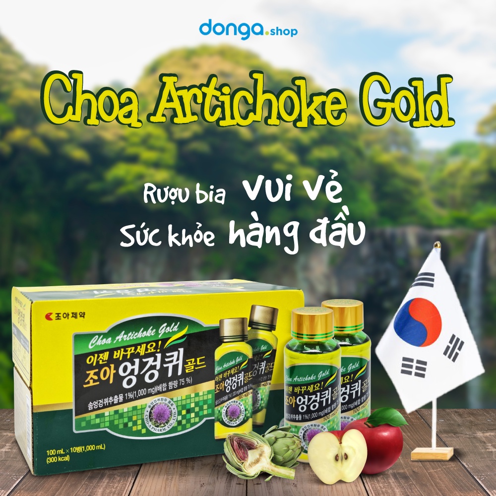 Nước giải rượu CHOA Artichoke Gold Hàn Quốc lọ 100ml  - Giải rượu nhanh chóng, thanh lọc, bảo vệ tế bào gan