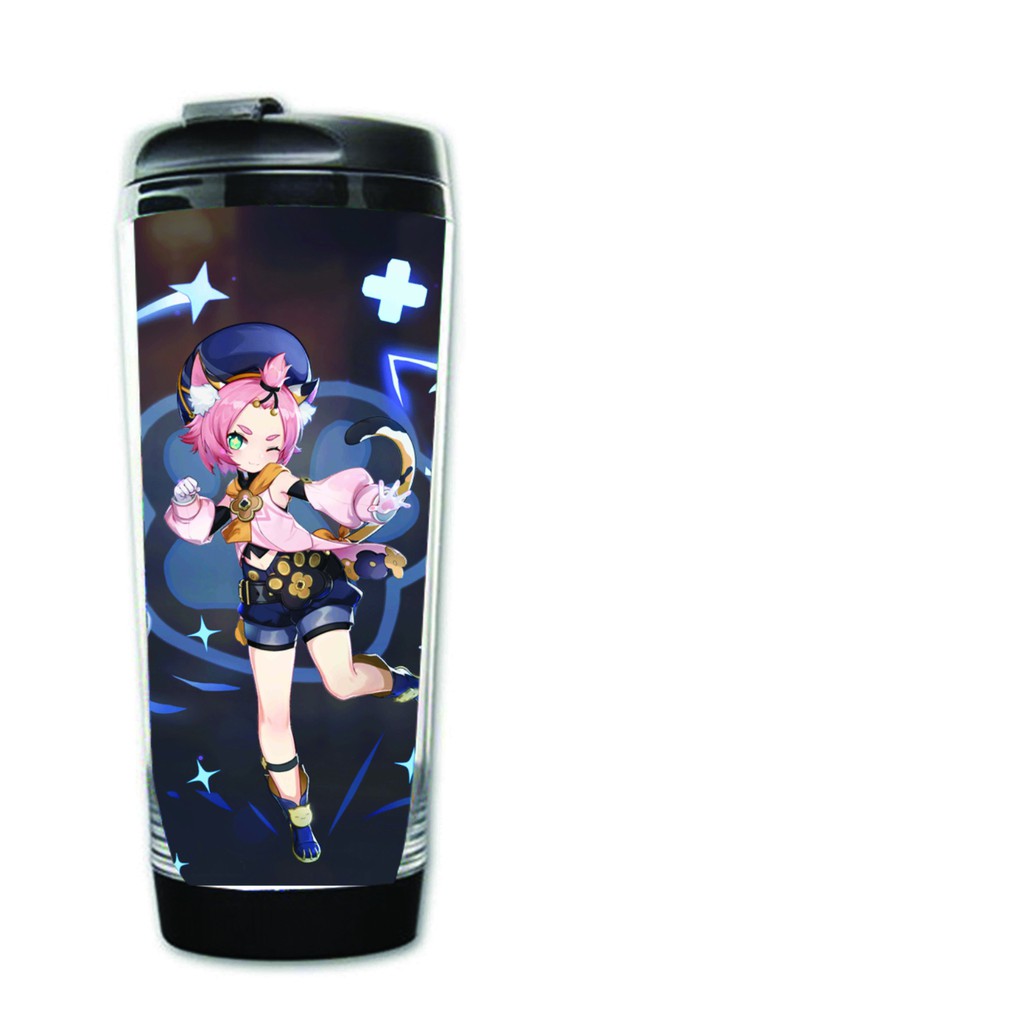 Bình nhựa đựng nước in hình nhân vật GENSHIN IMPACT ver CHIÊU THỨC game anime chibi tiện lợi xinh xắn
