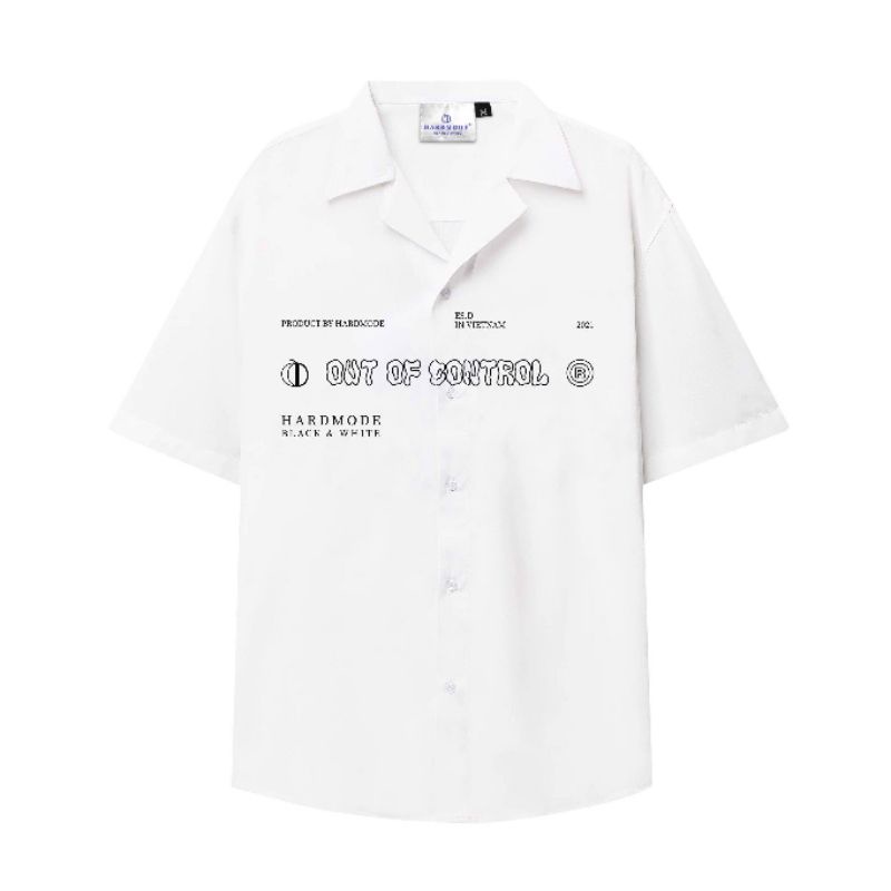 ÁO SƠ MI TAY NGẮN CỔ VEST HOẠ TIẾT OUT OF CONTROL SHIRT/ BLACK FORM RỘNG THỜI TRANG NAM NỮ DAZY