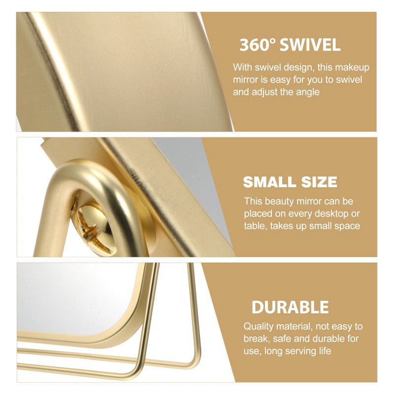 Gương Trang Điểm Để Bàn Có Giá Đỡ Kim Loại Xoay 360 Độ