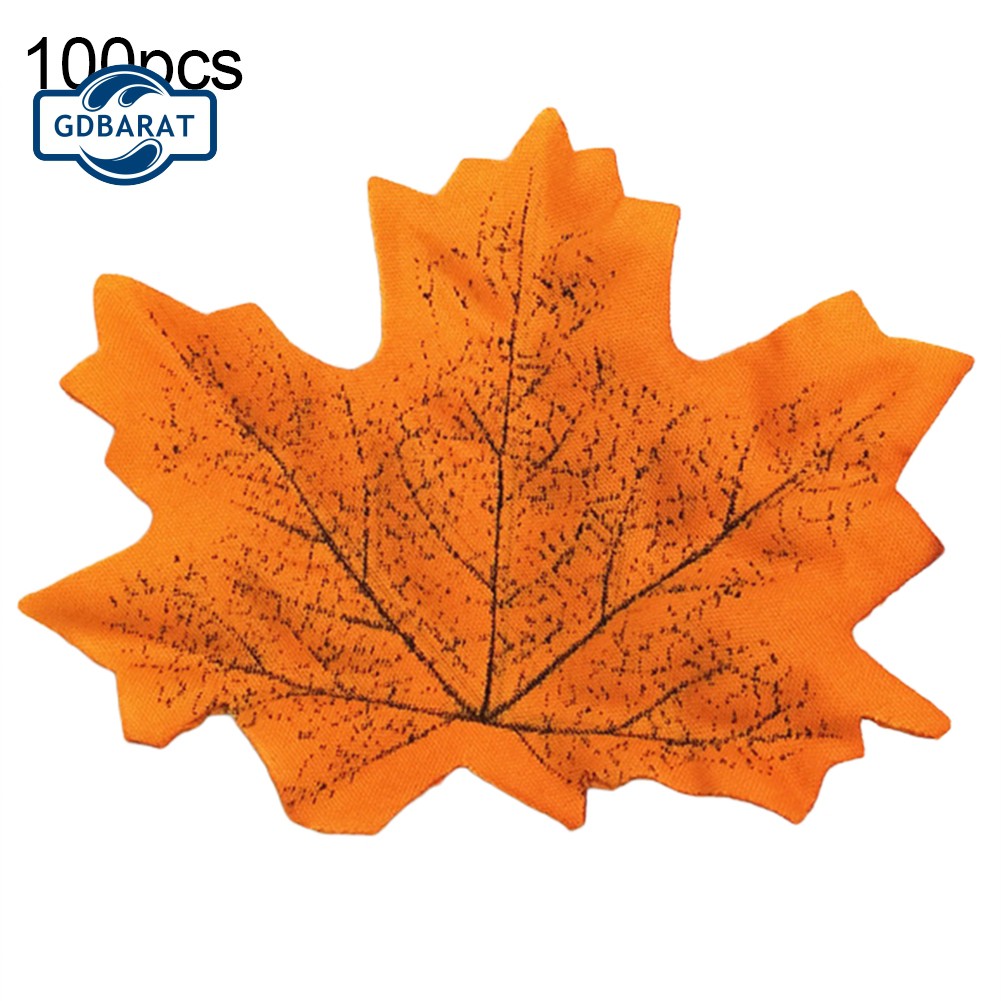 GD 50/100Pcs Fadeless Autumn Maple Leaf Wall Artificial