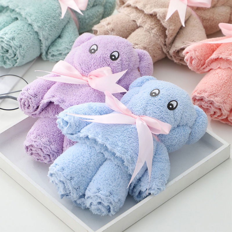 Khăn Lau Tay / Mặt Bằng Vải Lông Cừu San Hô Thấm Hút Nước Hình Gấu Dễ Thương