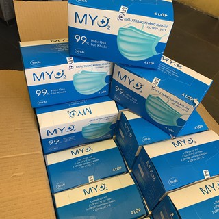 Kh.ẩu Tr.a.ng Y Tế 4 Lớp Kháng Khuẩn - Hiệu MYO2 Hộp 50 Cái [Tiêu Chuẩn Bộ Y Tế] [Đã Xuất Khẩu]