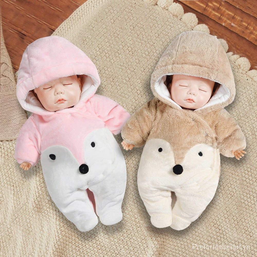 Bộ Áo Liền Quần Vải Cotton Dày Thời Trang Thu Đông Cho Bé Sơ Sinh 0-1 Tuổi