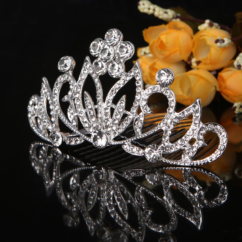 xi*Bridal Rhinestones Flower Party Hair Clip Comb Headpiece Crown Wedding Diamante