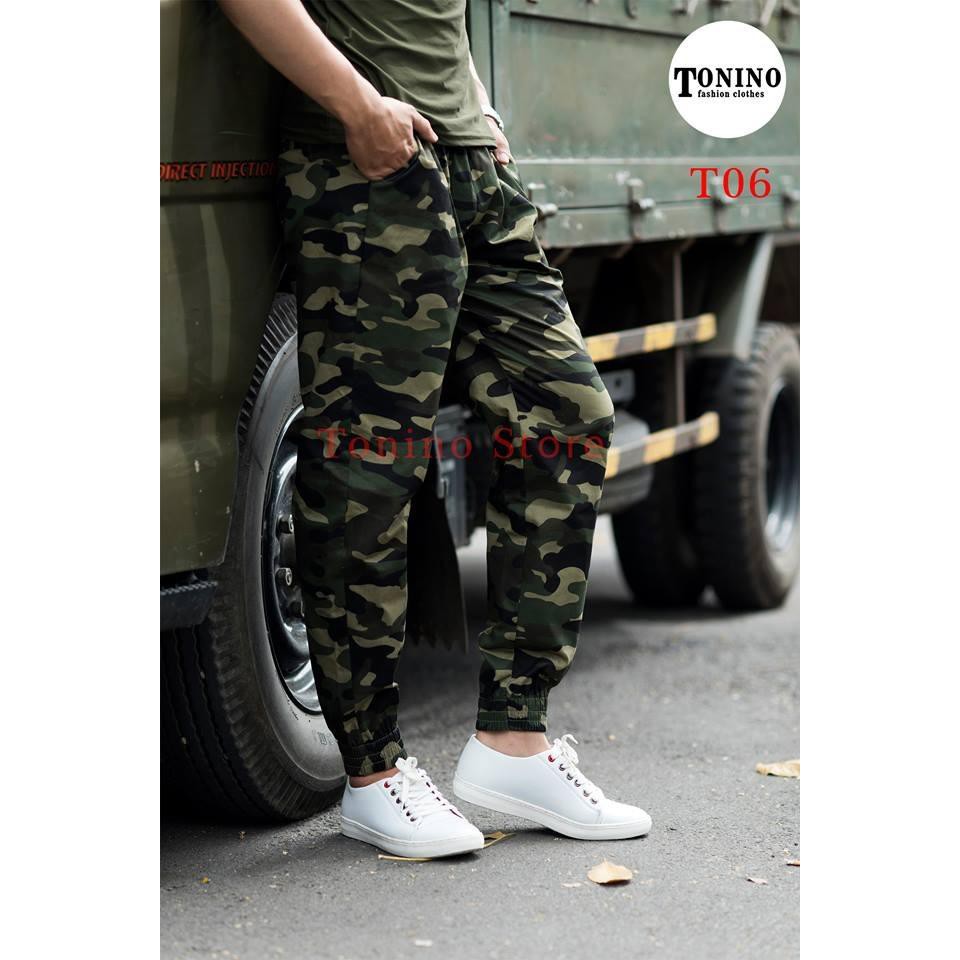 Quần jogger rằn ri lính khoá zip chân