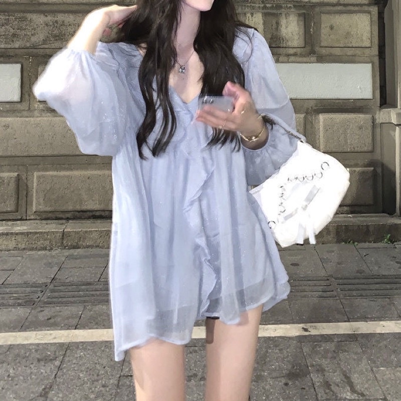 Áo sơ mi babydoll bèo nàng thơ xinh xắn