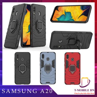 Ốp lưng Samsung A20 iron man chống sốc kèm nhẫn iring chống xem video bảo vệ camera
