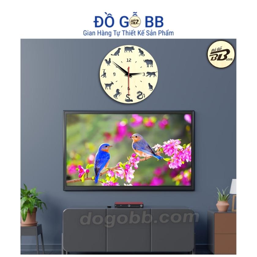 Đồng Hồ Gỗ Treo Tường Decor Trang Trí Hình Con Vật 12 Con Giáp - Đồ Gỗ BB