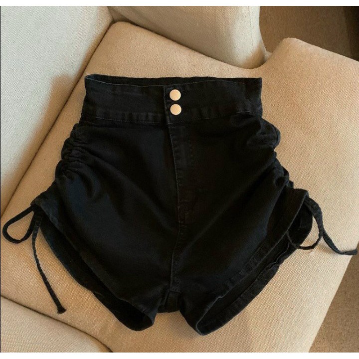 Quần short nữ rút dây 2 bên chất vải jeans cao cấp Cam Kết Hàng Y Hình + Clip Chính Chủ ( Size S, M, L, XL )