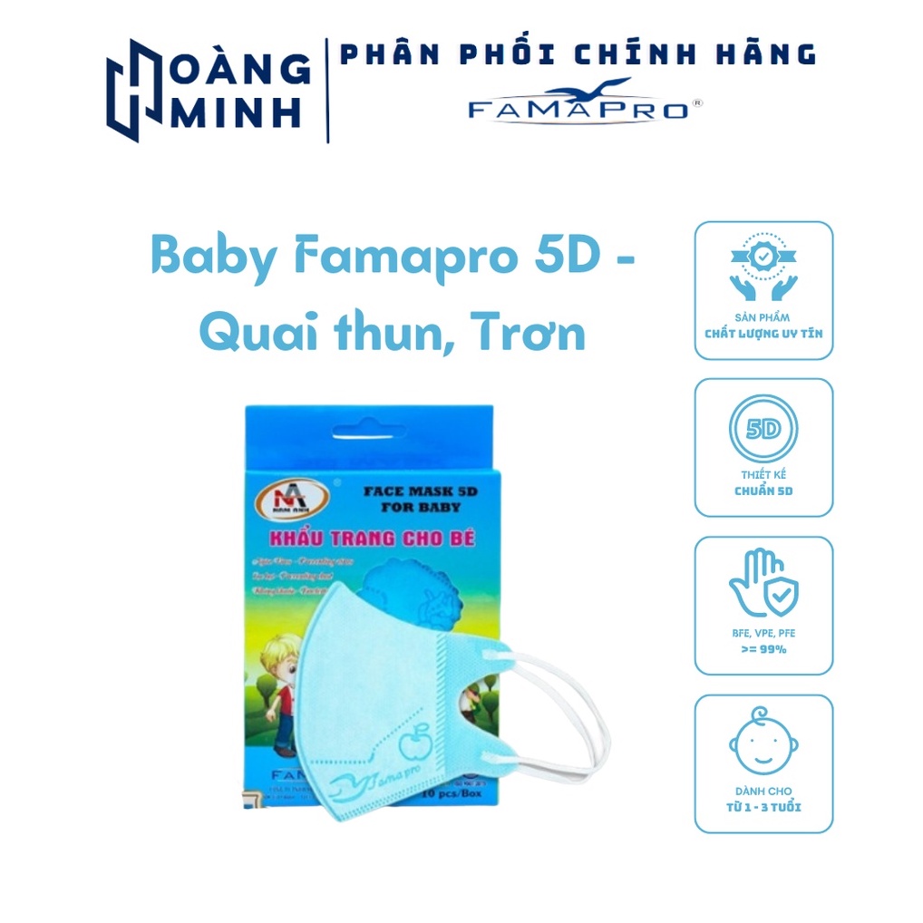 Khẩu trang Trẻ em 5D Mask Kids FAMAPRO Hộp 10 cái