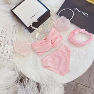 bikini xoắn ngực cho bé gái