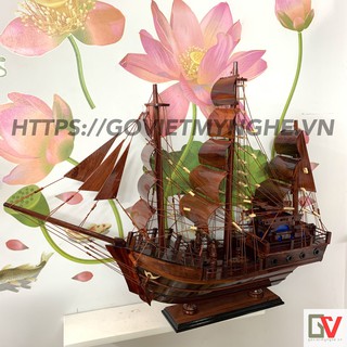 Mô hình tàu thuyền gỗ trang trí thuyền gỗ trang trí phong thủy thuận buồm xuôi gió - Thân tàu 60cm - Gỗ Cẩm Lai