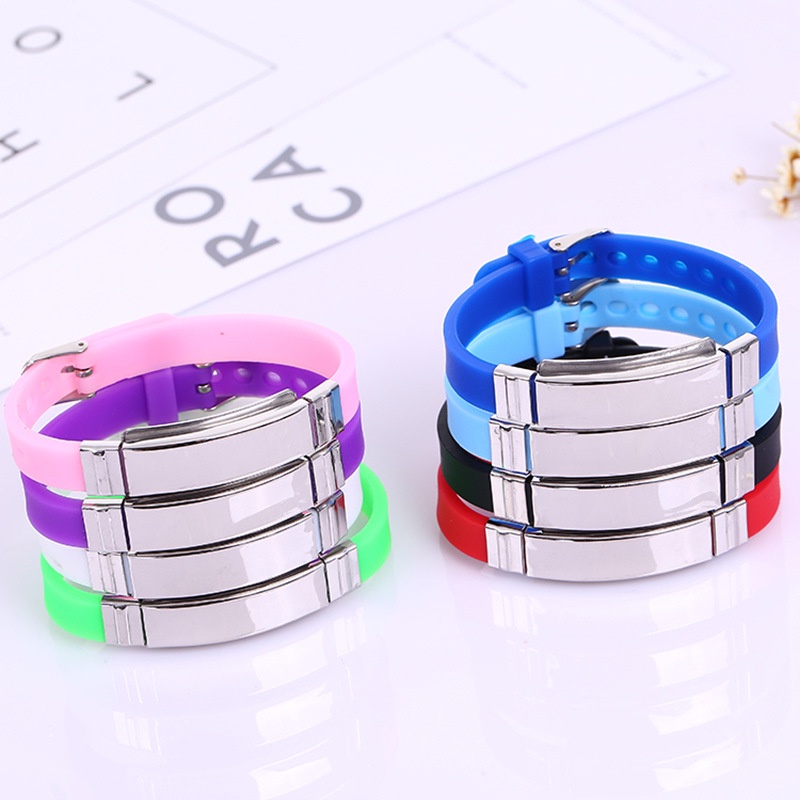 Vòng tay  unisex nam nữ cao su silicon titan lắc tay mặt thép phụ kiện thời trang quà tặng