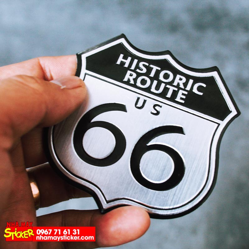 Sticker hình dán Metal Route 66 Huyền Thoại