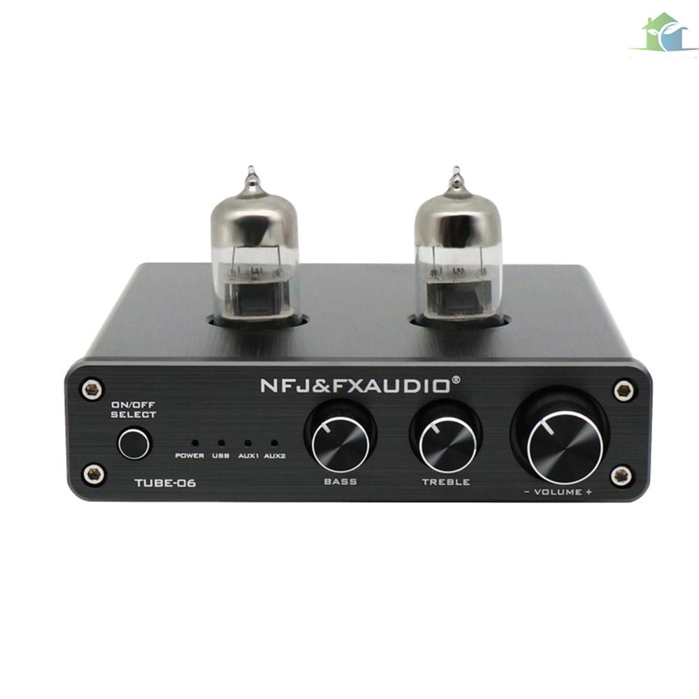 YOUP  FX-AUDIO TUBE-06 Tube Preamplifier Home Audio Tube 6N3 Pre Amplifier Input PC-USB AUX Bass&Treble Adjustment DC12V/1A Power Supply