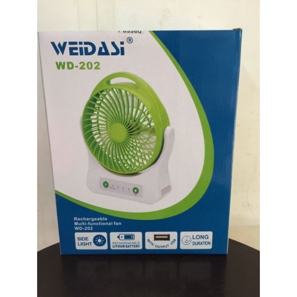 Quạt Sạc Điện Kèm Đèn LED WEIDASI WD-202