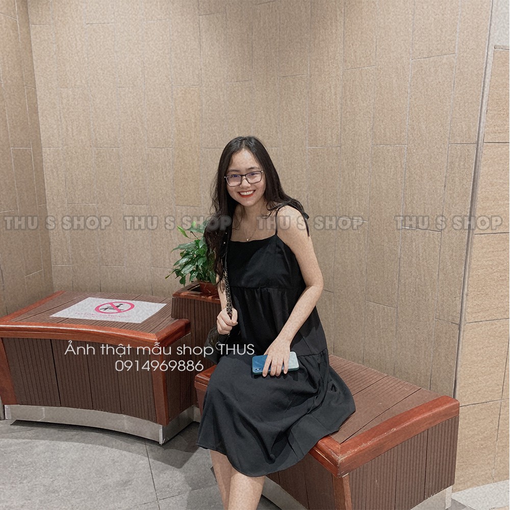 Váy Babydoll dáng dài form rộng THUS, Đầm maxi 2 dây dáng suông phong cách Hàn Quốc V3C03 | BigBuy360 - bigbuy360.vn