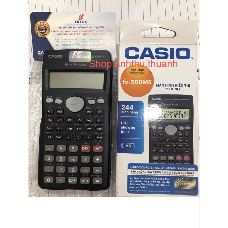 (Freeship) HÀNG CHÍNH HÃNG 100% Máy tính Casio fx 500MS 244 ( có phiếu bảo hành đầy đủ)