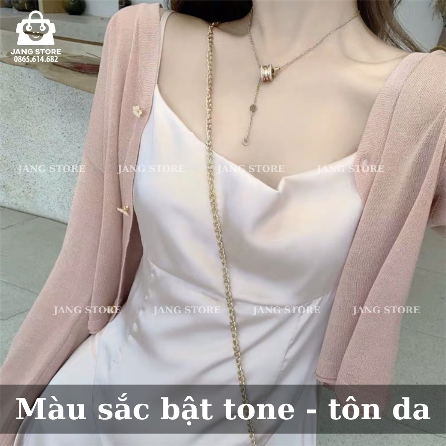 Áo Khoác Cardigan Tay Dài Vải Lụa Mỏng Thời Trang Mùa Hè Cho Nữ