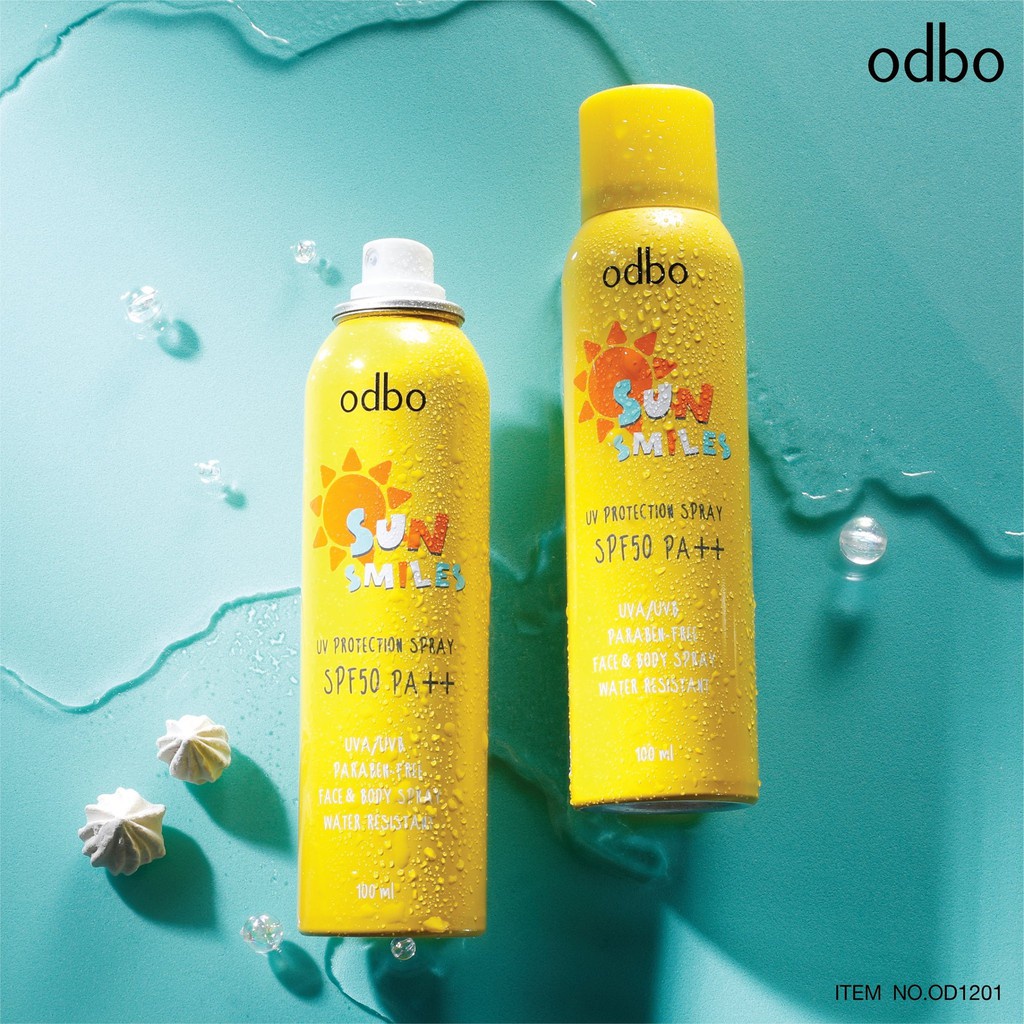 Xịt chống nắng Odbo Sun Smiles Nâng Tông Sáng Da toàn thân SPF50 Chai 100ml Thái Lan