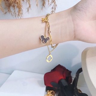 Vòng tay thép titan không gỉ hình chuột Mickey thời trang cho nữ