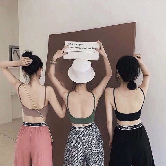 Áo Bra Gân Tăm Hở Lưng Hình Chữ U BONI BRA, Áo Tập Gym Yoga, Áo Hai Dây Cotton 367