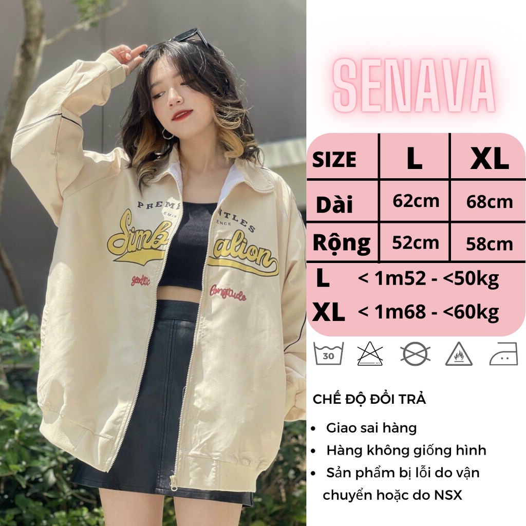 Áo khoác dù nữ nam Jacket SIMBALION, Áo khoác gió bomber Ulzzang 2 Lớp SENAVA AK51