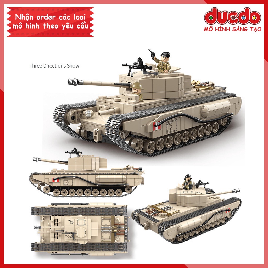 Lắp ghép Siêu tank Churchill Infantry Tank MK.I - Đồ chơi Xếp hình Mô hình WW2 QuanGuan 100238