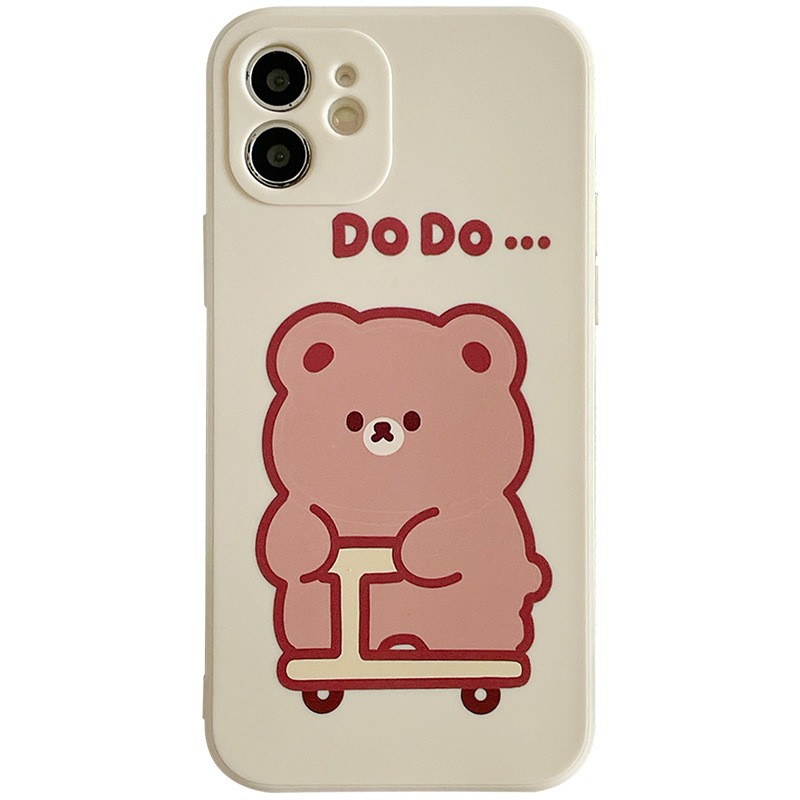 Ốp lưng iphone cạnh vuông in hình chú gấu đẩy xe cute 6s/6plus/6splus/7plus/8plus/x/xs/xs max/11/11promax/12pro/12promax | BigBuy360 - bigbuy360.vn