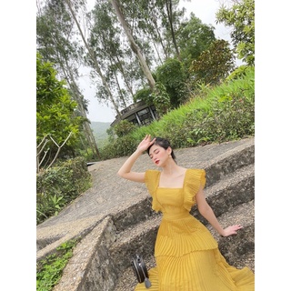 Váy maxi tầng xếp ly