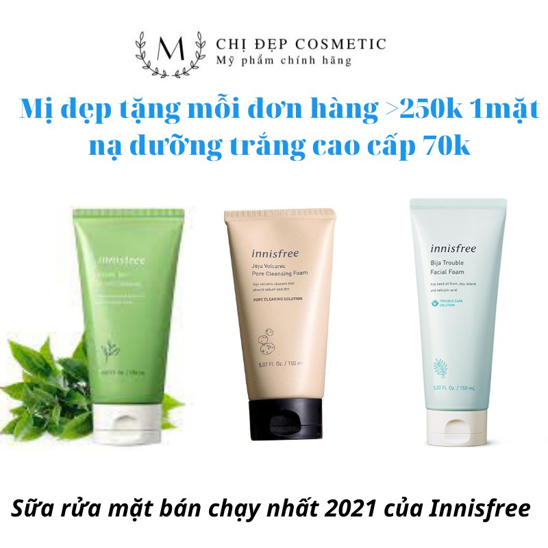 ( Mua 1 tặng 1 quà) [Mẫu Mới] Sữa Rửa Mặt Innisfree 150ml