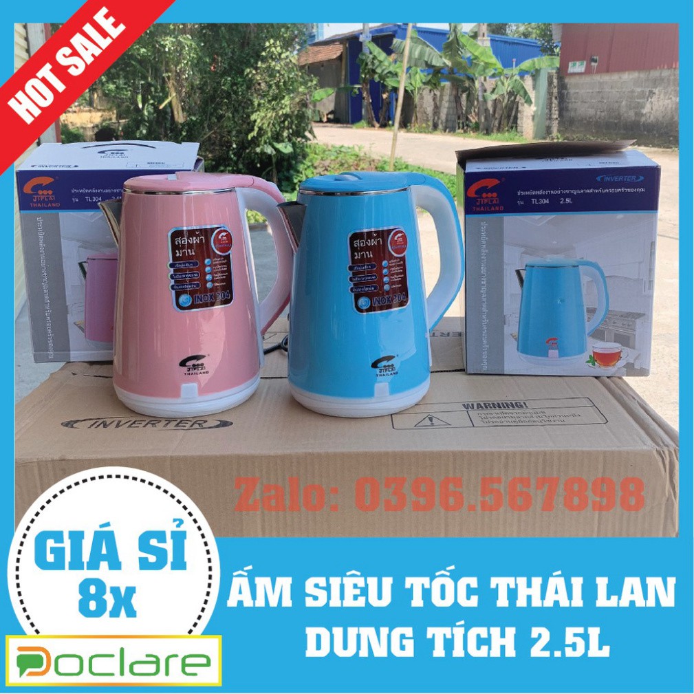 Ấm Siêu Tốc 2 Lớp Cách Nhiệt - Bình Đun Nước Thái Lan 2.5L - Xuất Khẩu Việt Nam