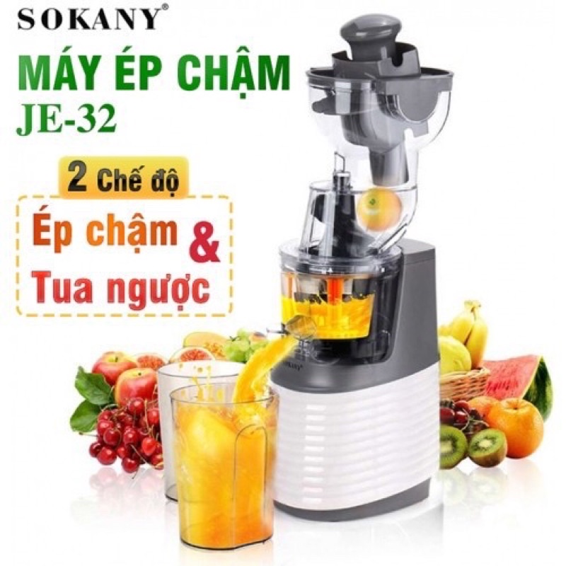 Máy ép trái cây, ép hoa quả ,máy ép chậm SOKANY JE-32 cao cấp chính hãng ép kiệt nước 100%