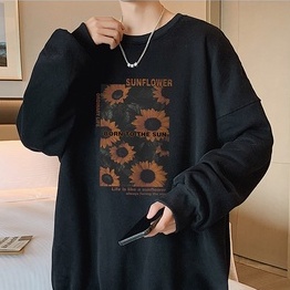 Áo sweatshirt cổ tròn tay dài mỏng dáng rộng size lớn mẫu 2021 thời trang xuân thu mới dành cho nam