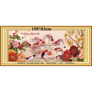 Tranh thêu chữ thập cửu ngư quần hội HH0770-HH0771