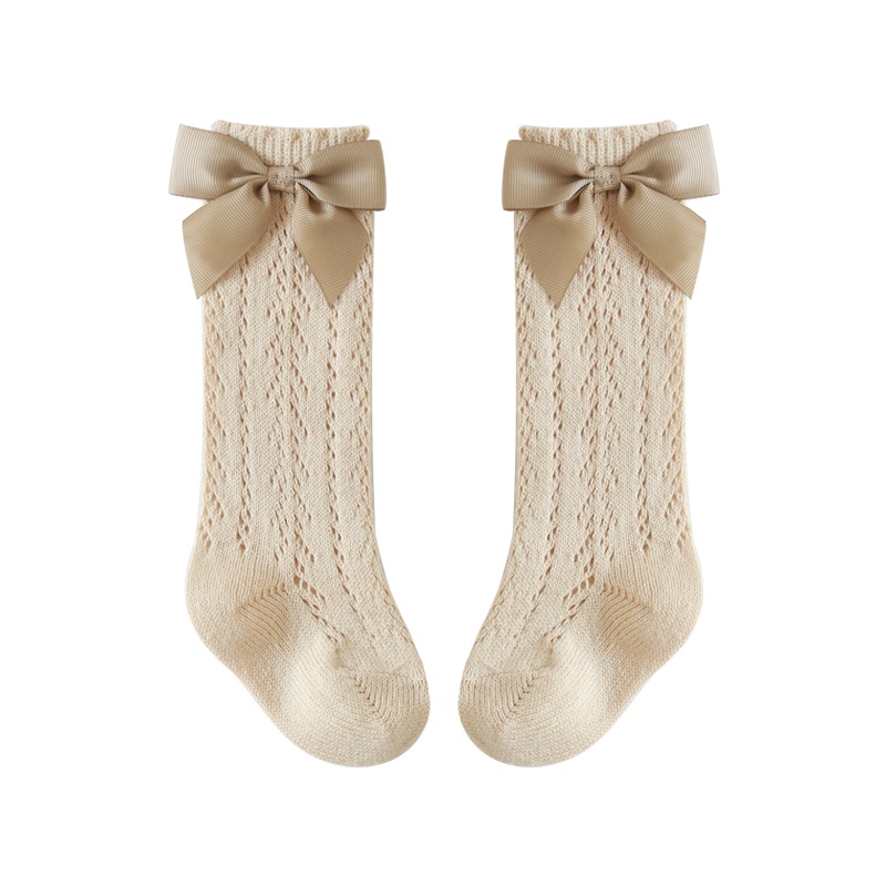 Vớ Cotton Cổ Cao Phối Lưới Đính Nơ Dễ Thương Thời Trang Mùa Hè Cho Bé Gái