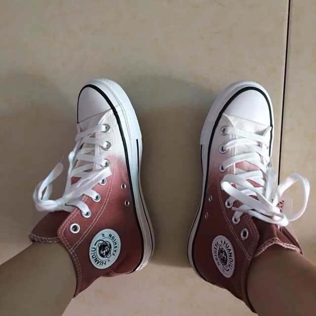 Giày thể thao, giày sneaker đế bằng cổ cao loang màu phong cách Hàn Quốc năng động