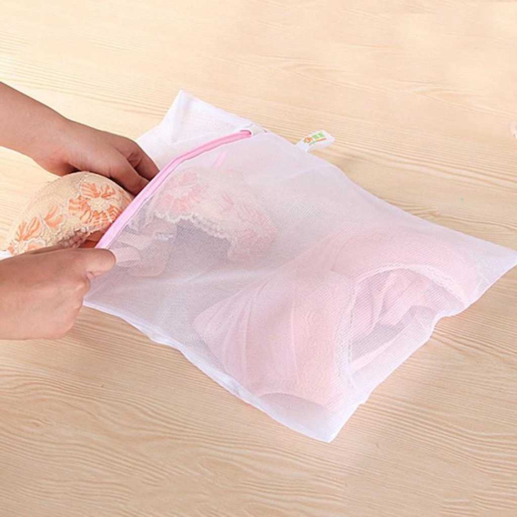 Túi Lưới Giặt Quần Áo, Đồ Lót cho máy giặt lồng đứng, lồng ngang, có khóa kéo (60x60)