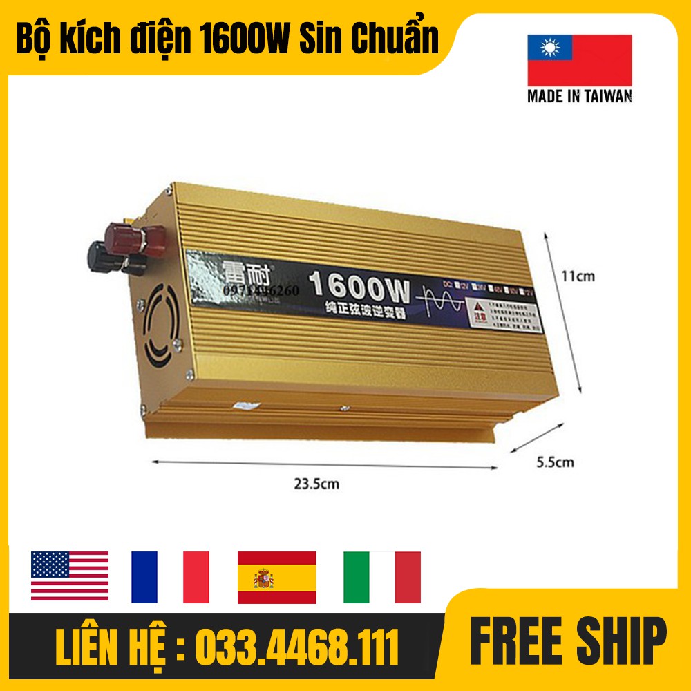 [SIN CHUẨN]Bộ kích điện 1600w sin chuẩn inverter cao cấp