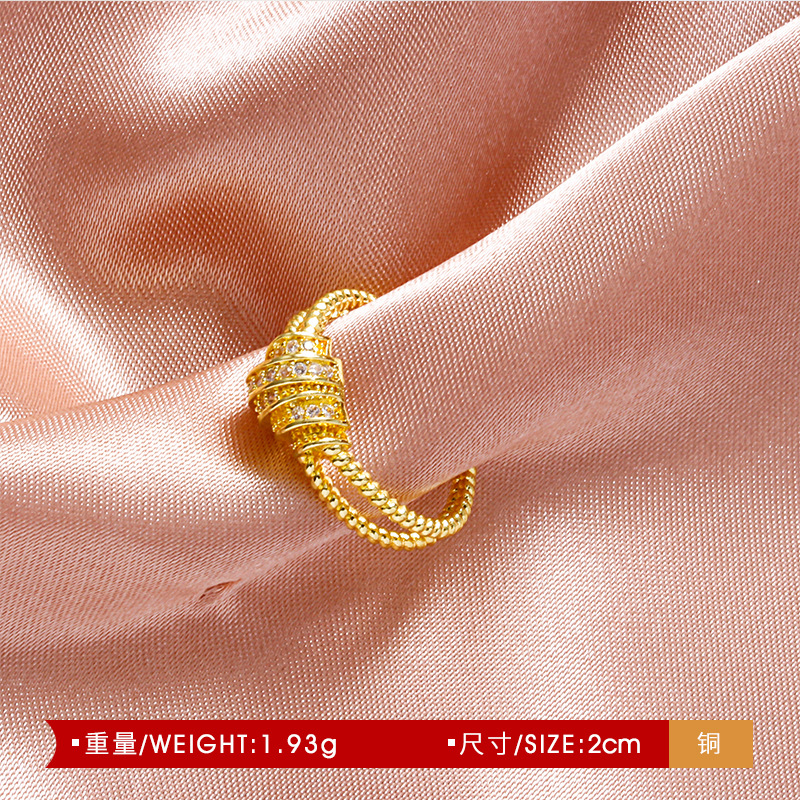 ins style cross-wrap open ring with diamond ring adjustable size