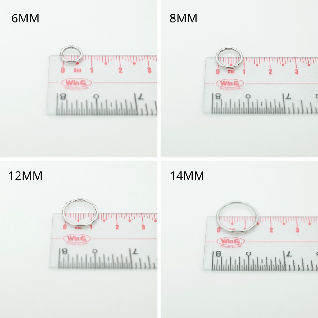 [1 CHIẾC] Khuyên Tai HOOP Dày 1.2MM Tròn Xỏ Nam Nữ Hình Unisex Titanium Julies Box 66 Không Ngứa Không Gỉ