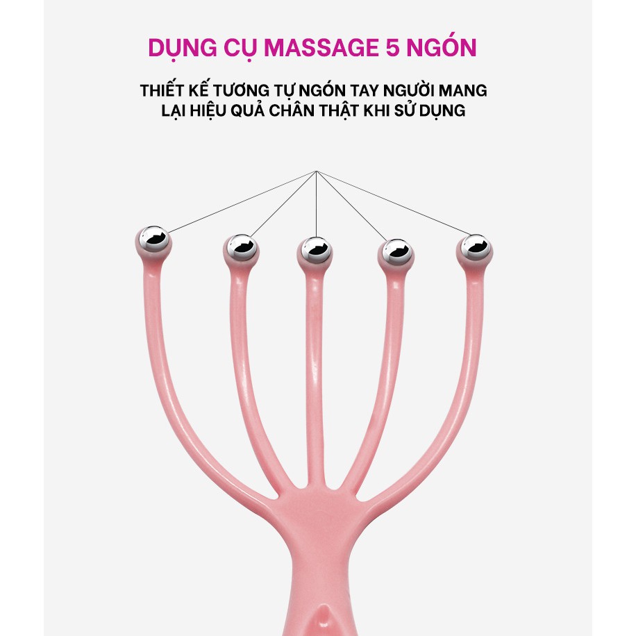 Dụng Cụ Massage Đầu 5 Ngón Bằng Thép, Giúp Thư Giãn Hiệu Quả, Dễ Dàng Sử Dụng -Giao Màu Ngẫu Nhiên