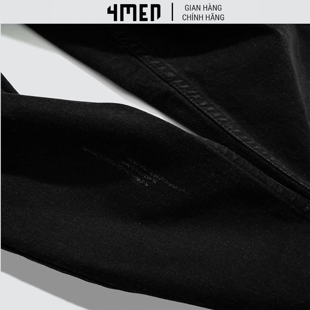 Quần jeans nam đen xước đẹp 4MEN QJ029 vải cao cấp co giãn, form slimfit tôn dáng | BigBuy360 - bigbuy360.vn