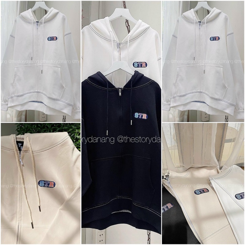 Áo Khoác Nỉ Bông Chống Nắng Thêu STR Hàn Quốc Nam Nữ💖FRESHIP RẺ ĐẸP💖Áo Hoodie Kiểu Thun Tay Dài Unisex Couple Jackets