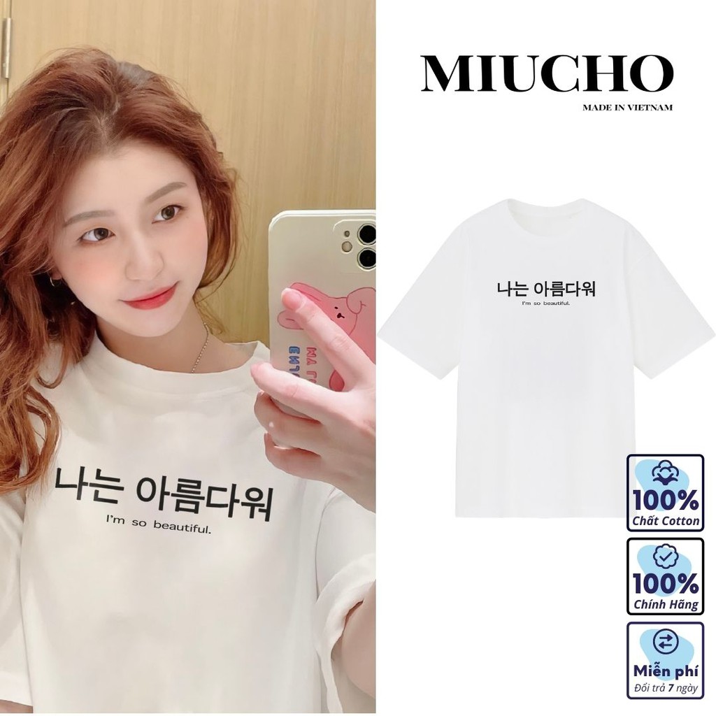 Áo thun nữ form rộng tay lỡ unisex đẹp chất vải cotton hàn quốc AT001 Miucho basic tee